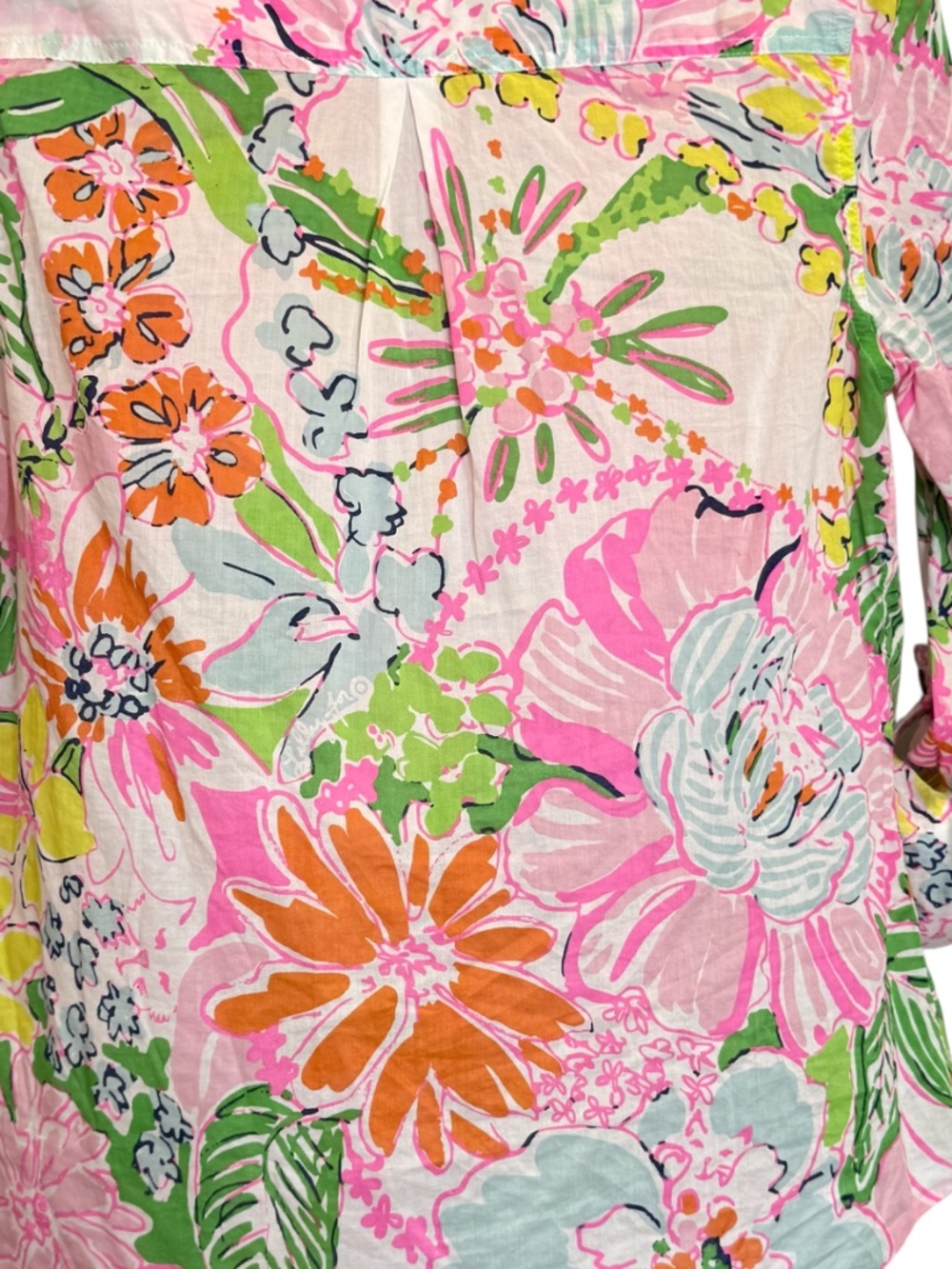 Lilly Pulitzer for Target Long Roll-Up Sleeves Button-Front Blouse M - Picture 6 of 11